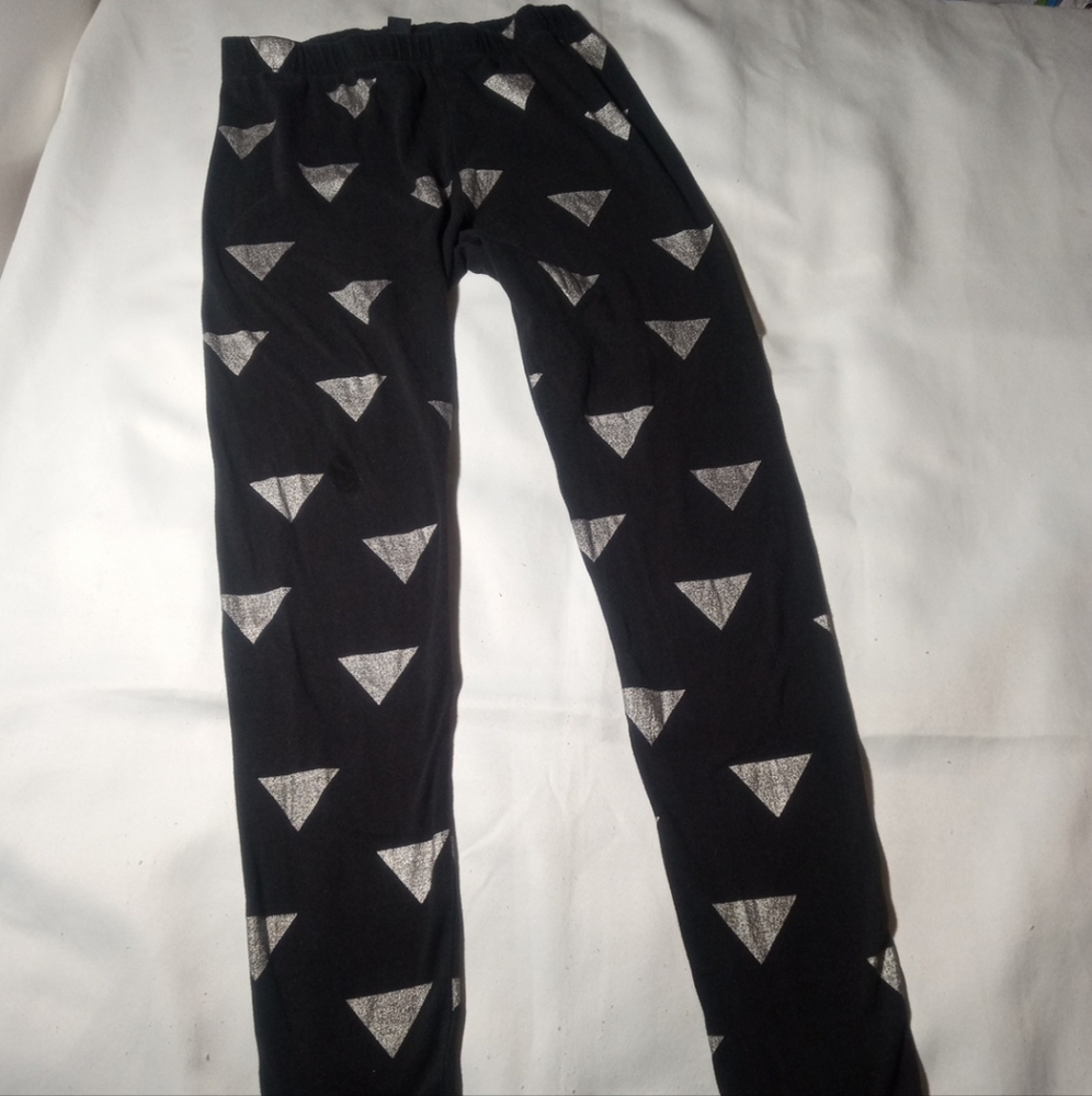 Black Leggings With Triangle Pattern Lightweight